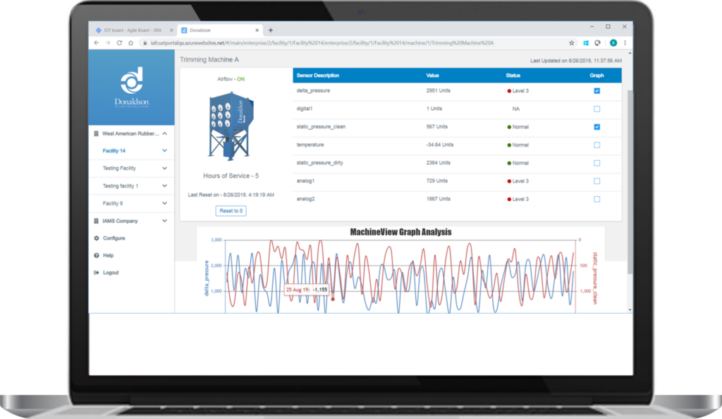 Donaldson iCue software shown on a laptop